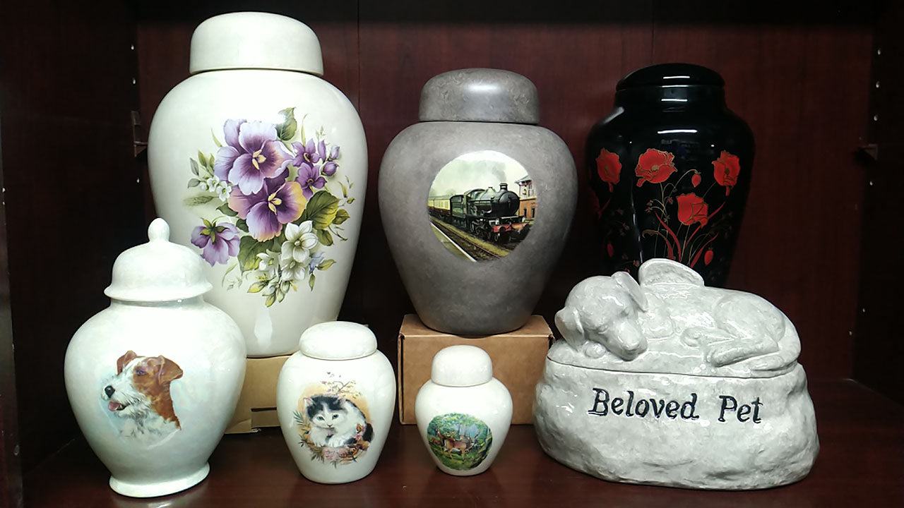 Some of the many styles of cremation urns available. | Heartland Urns and Keepsakes