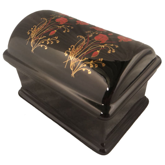 Angled view of the Red Poppy Treasure Chest.